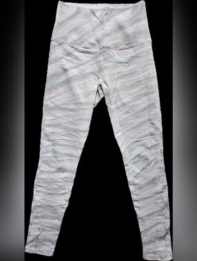 Avocado Leggings M/L, Like New, White Pink Gray Stripes